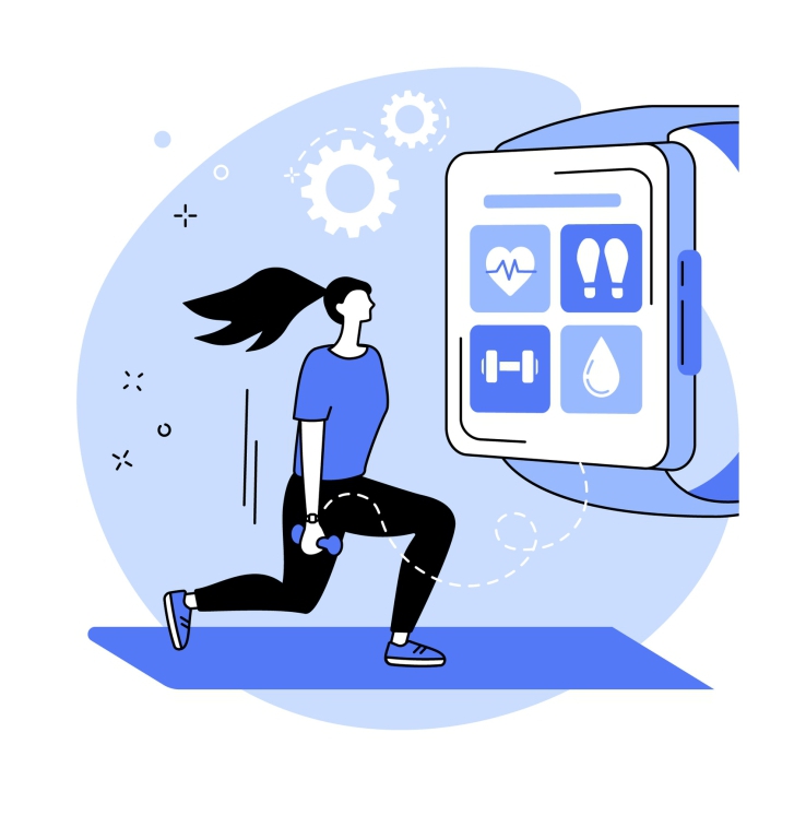 Smartwatch applications isolated cartoon vector illustrations set. Fall detection notification feature, woman check cycle day using app, activity tracking, fitness and health vector cartoon.
